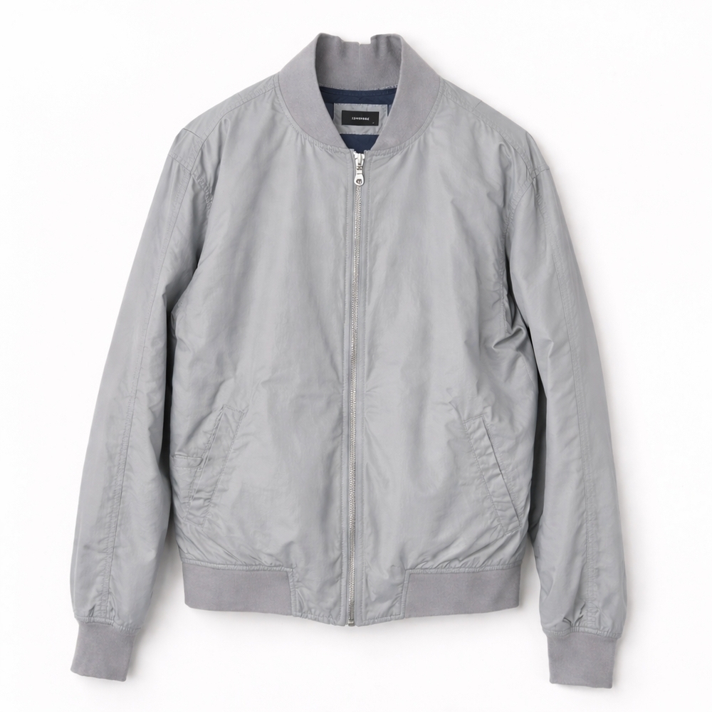 ZANEROBE Light Gray Bomber Jacket Mens Large